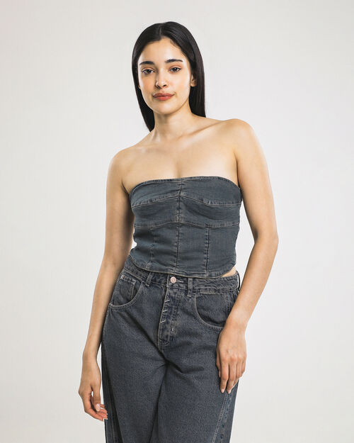 Top Strapless De Mezclilla